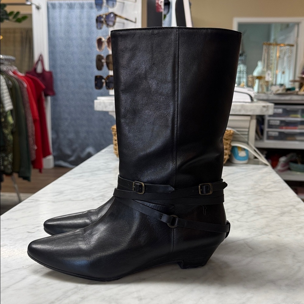 Frye Black Sunny Multi Strap Leather Boot Size 9 - Picture 3 of 12